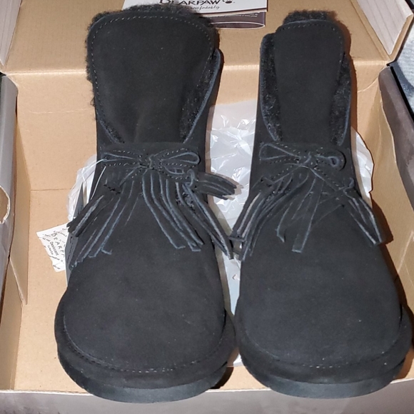 New Bearpaw Fringe black boots sz7 - Picture 1 of 6